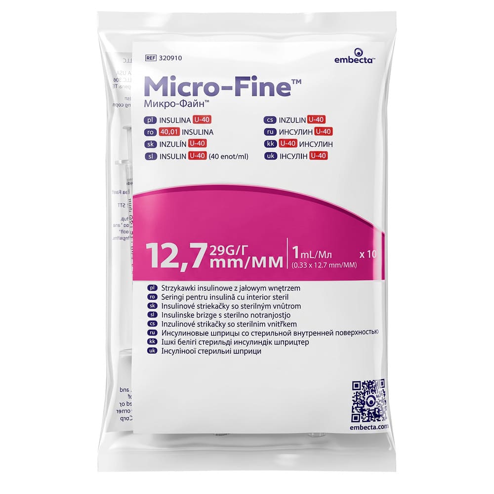 Шприц інсуліновий 1мл U-40 Embecta Micro-Fine 29G (0,33x12.7мм) №1