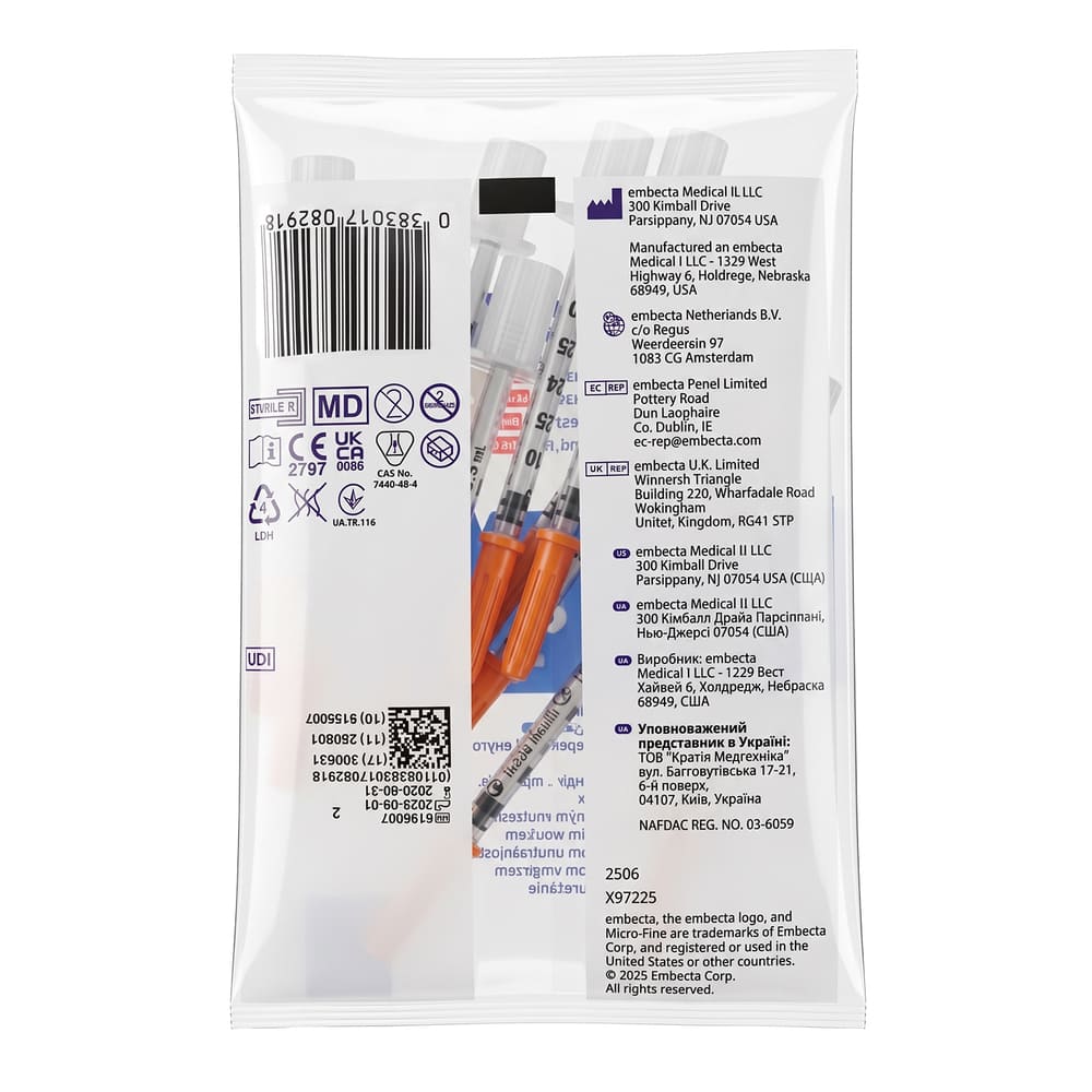 Шприц инсулиновый 0,3мл U-100 Embecta Micro-Fine 30G (0,30x8мм) №1