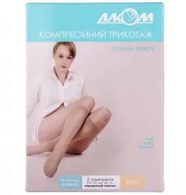 *Гольфы Алком 5082 женские компрессионные с открытым мыском бежевые р 4