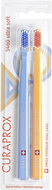 *Набор зубных щеток CURAPROX Ultra Soft d 0,10 мм (2шт) ретро1 (оранж./гол.)