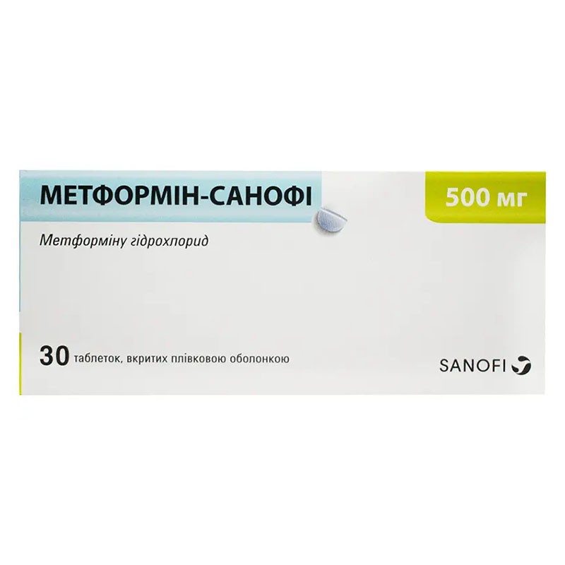 Метформин-Санофи таблетки по 500 мг 30 шт. Метформин-Санофи таблетки по 500 мг 30 шт.