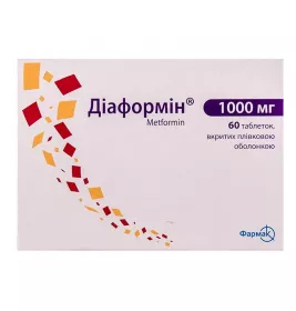 Диаформин таблетки по 1000 мг 60 шт. (10х6)