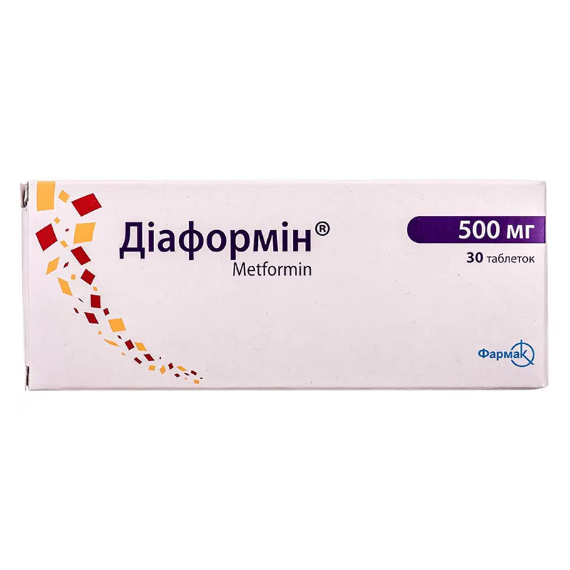 Діаформін таблетки по 500 мг 30 шт. (10х3)