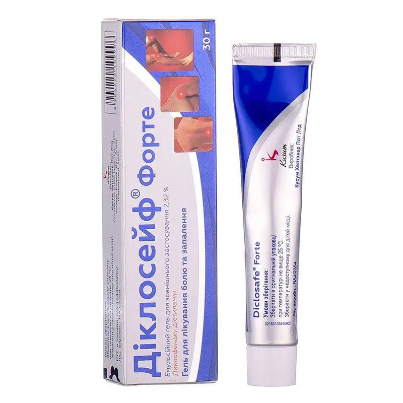 Діклосейф форте гель 2.32% по 30 г у тубах