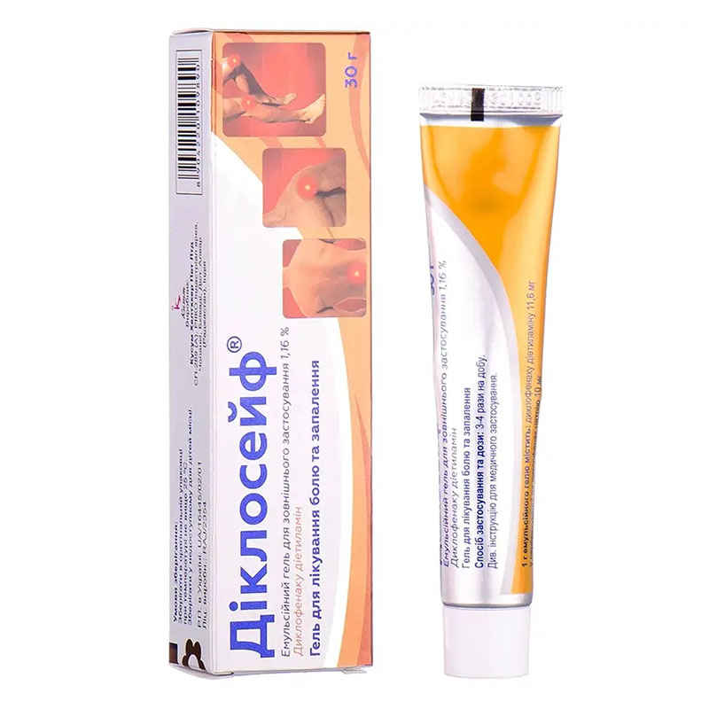 Діклосейф гель 1.16% по 30 г у тубах