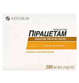Пирацетам раствор для инъекций 200 мг/мл в ампуле по 5 мл 10 шт. - Артериум