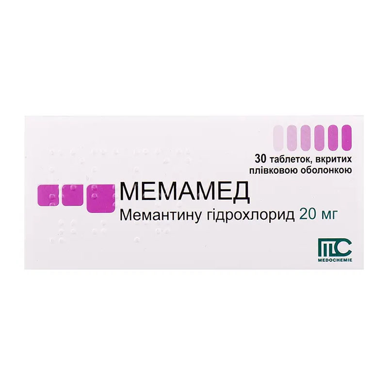 Мемамед таблетки по 20 мг 30 шт. (10х3) Мемамед таблетки по 20 мг 30 шт. (10х3)