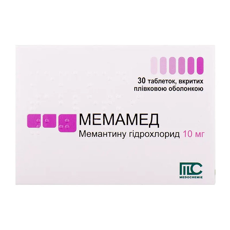 Мемамед таблетки по 10 мг 30 шт. (10х3) Мемамед таблетки по 10 мг 30 шт. (10х3)