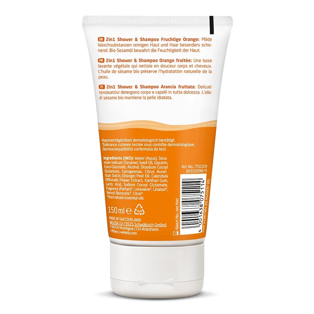 Шампунь-гель Weleda 2 в 1 для детей апельсин 150 мл