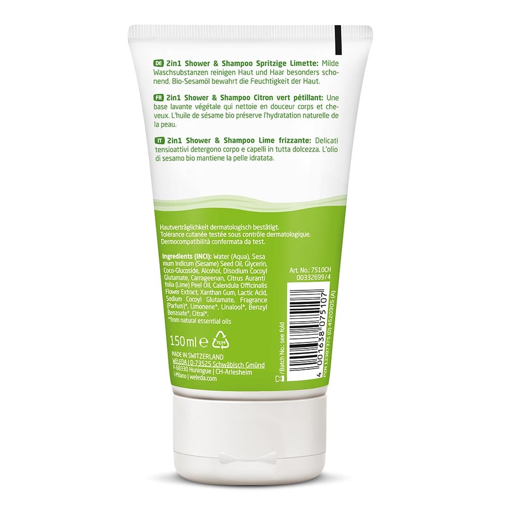 Шампунь-гель Weleda 2 в 1 для дітей лайм 150 мл