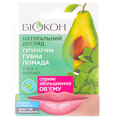 *Помада гігієнічна Біокон Нат.догляд М'ята+авокадо 4,6г