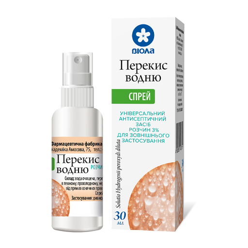 *Перекис водню р-н 3% спрей флак. 30мл Віола