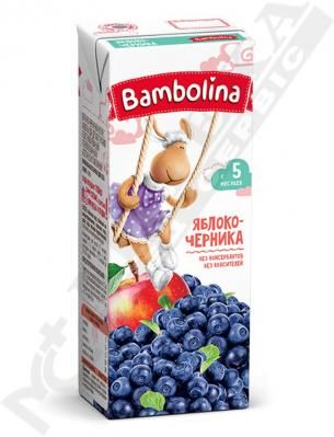 Нектар Bambolina яблучно-чорничний з мʼякоттю гомогенізований 200 мл