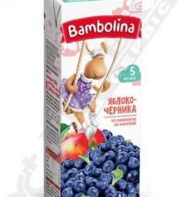 Нектар Bambolina яблучно-чорничний з мʼякоттю гомогенізований 200 мл