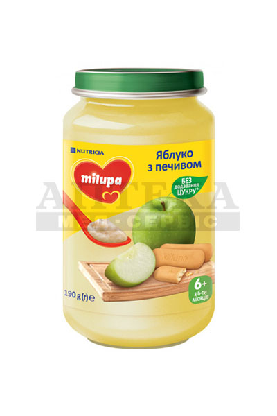 Пюре фруктове «Яблуко з печивом» Milupa для дітей від 6 місяців 190г