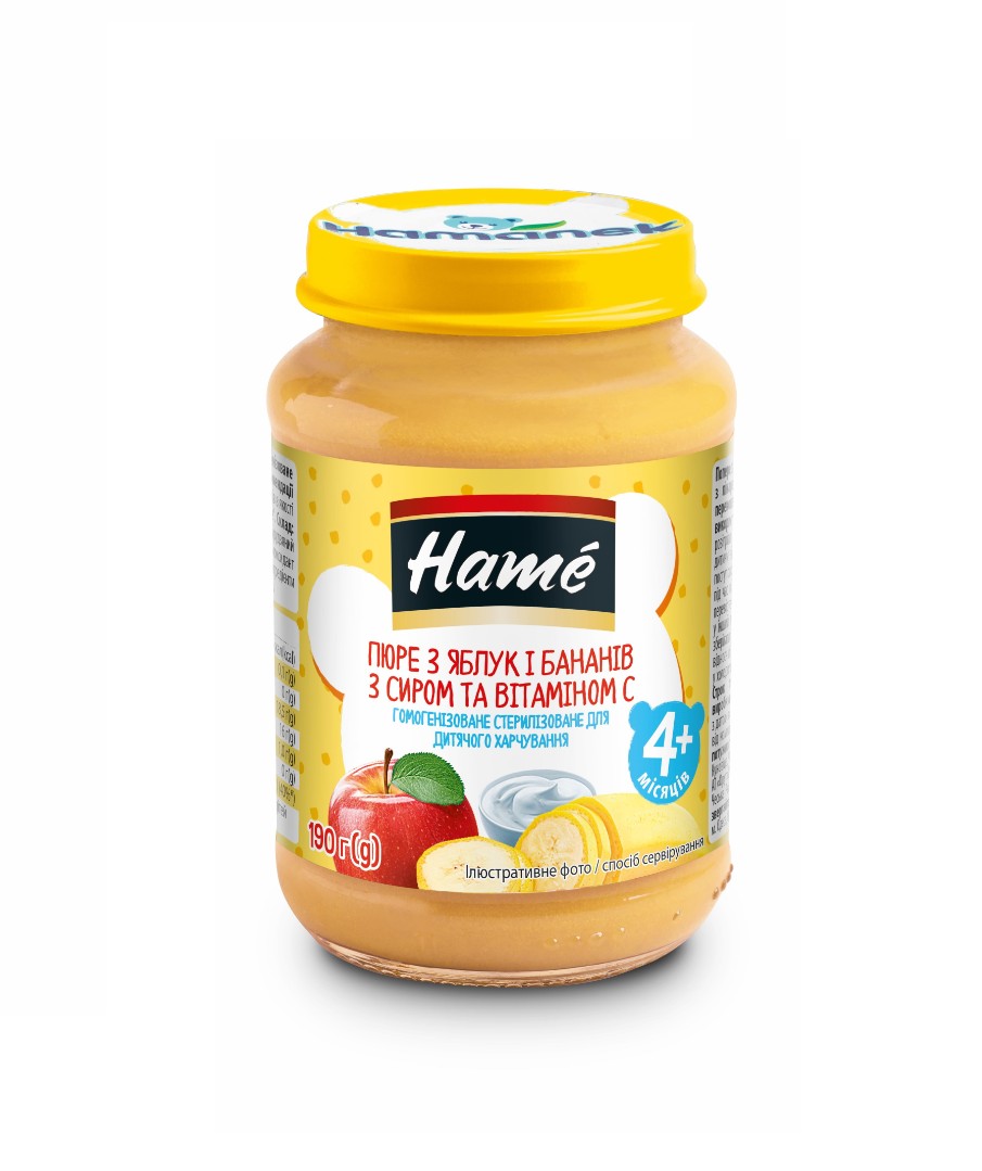 *Пюре Hame яблуко и банан з сиром 190 г