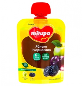 *Пюре Milupa фруктовое Яблоко и чернослив от 6 мес.80г
