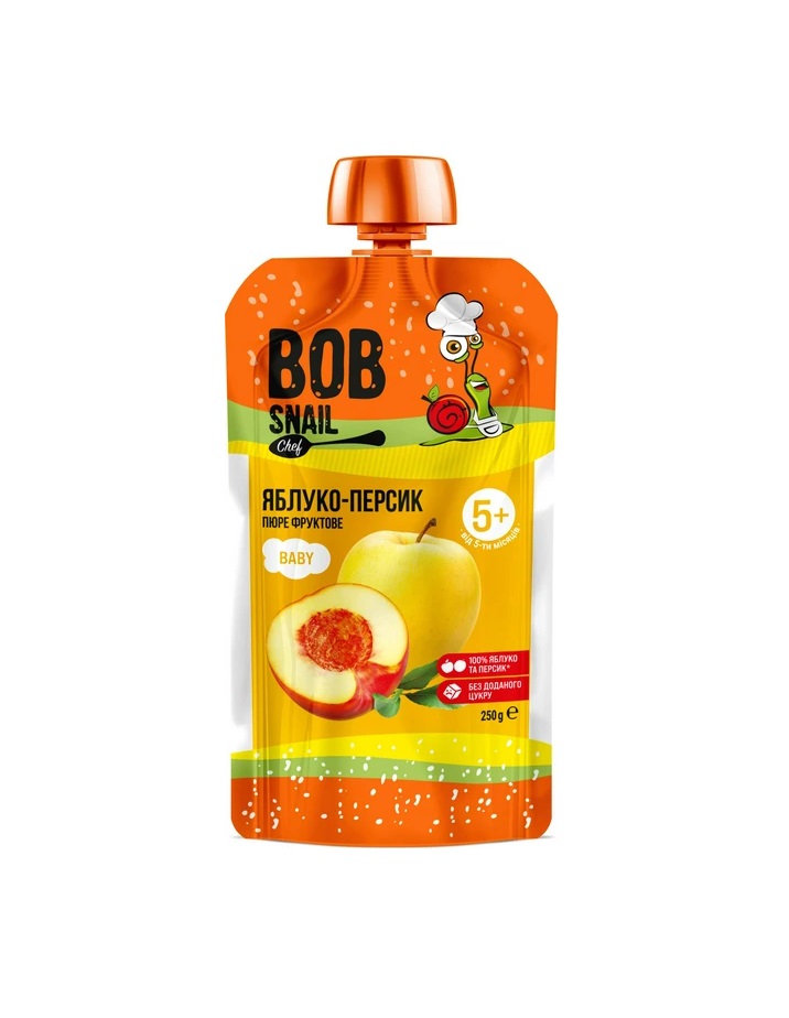 Пюре Равлик Боб Яблуко-персик 250г (пауч)