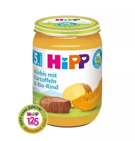 Пюре HIPP 6270-01 мясо-овощное Тыква, картошка с говядиной с 5 мес 190г