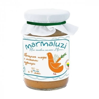 *Пюре Marmaluzi з курятини та овочів скло 190 г
