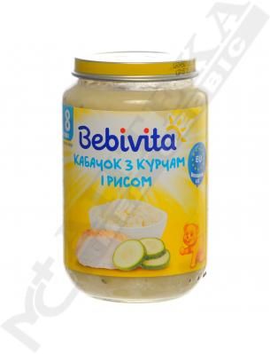 *Пюре Bebivita 1763 м'ясо-овочеве Кабачок з курчам та рисом 220 г