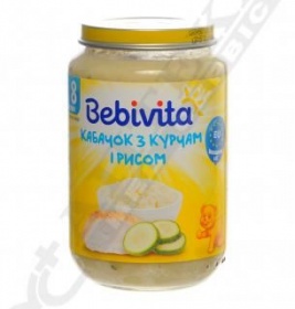 *Пюре Bebivita 1763 м'ясо-овочеве Кабачок з курчам та рисом 220 г