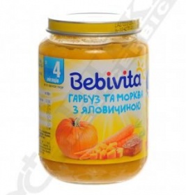 *Пюре Bebivita 1823 мясо-овощное Тыква с говядиной 190 г