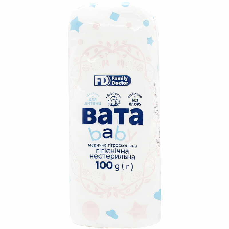*Вата Family Doctor нестерильная Baby 100г *Вата Family Doctor нестерильная Baby 100г