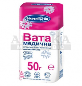 *Вата Білосніжка мед.н/стер.зиг-заг 50г
