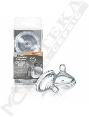 *Соска силіконова Tommee Tippee 42212410/42112471 швидкий потік №2