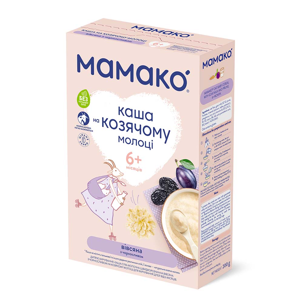 Каша Мамако овсяная с черносливом на козьем молоке 200г