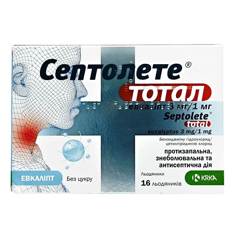Септолете Тотал евкаліпт льодяники 16 шт.