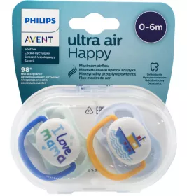 *Пустушка Avent 080/01 хлопчик I love 0-6 міс 2шт