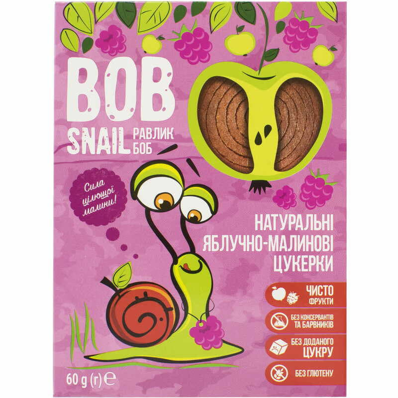 *Bob Snail цукерки натуральні яблучно-малинові 60г *Bob Snail цукерки натуральні яблучно-малинові 60г