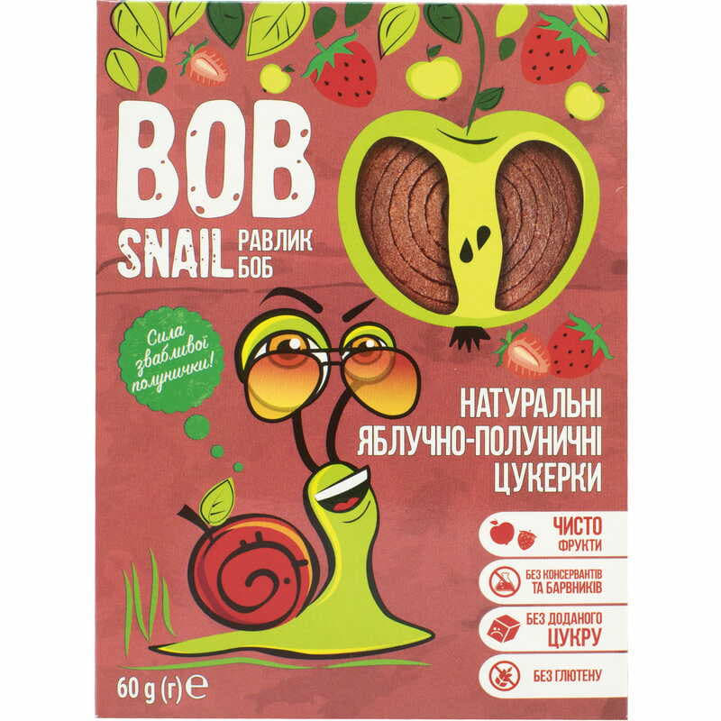 *Bob Snail цукерки натуральні яблучно-полуничні 60г *Bob Snail цукерки натуральні яблучно-полуничні 60г