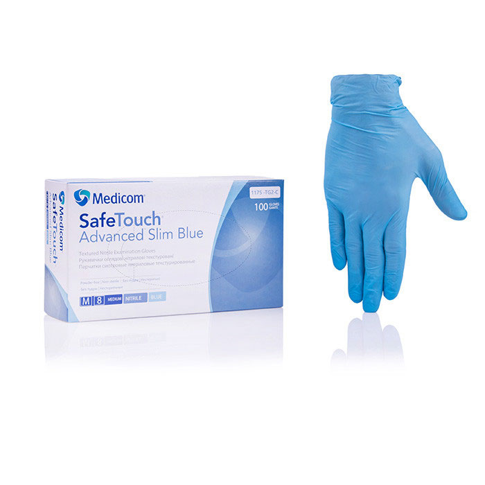 *Перчатки Safe-Touch Slim смотр.нитрил.текст.н/ст.б/пудры р.XL голубые *Перчатки Safe-Touch Slim смотр.нитрил.текст.н/ст.б/пудры р.XL голубые