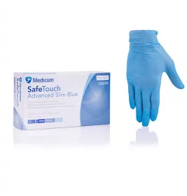 *Рукавички Safe-Touch Slim оглядові нітрил текстурні нестерильні без пудри р.XL блакитні