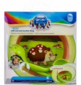 *Мисочка Canpol с присоской и крышкой, вилкой и ложкой