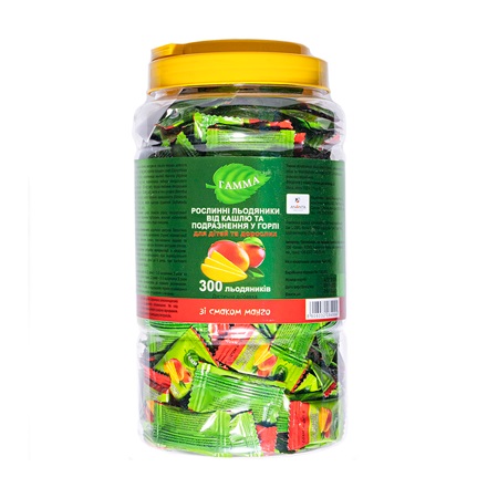 Гамма рослинні льодяники від кашлю та подразнення у горлі (зі смаком Манго) №300 