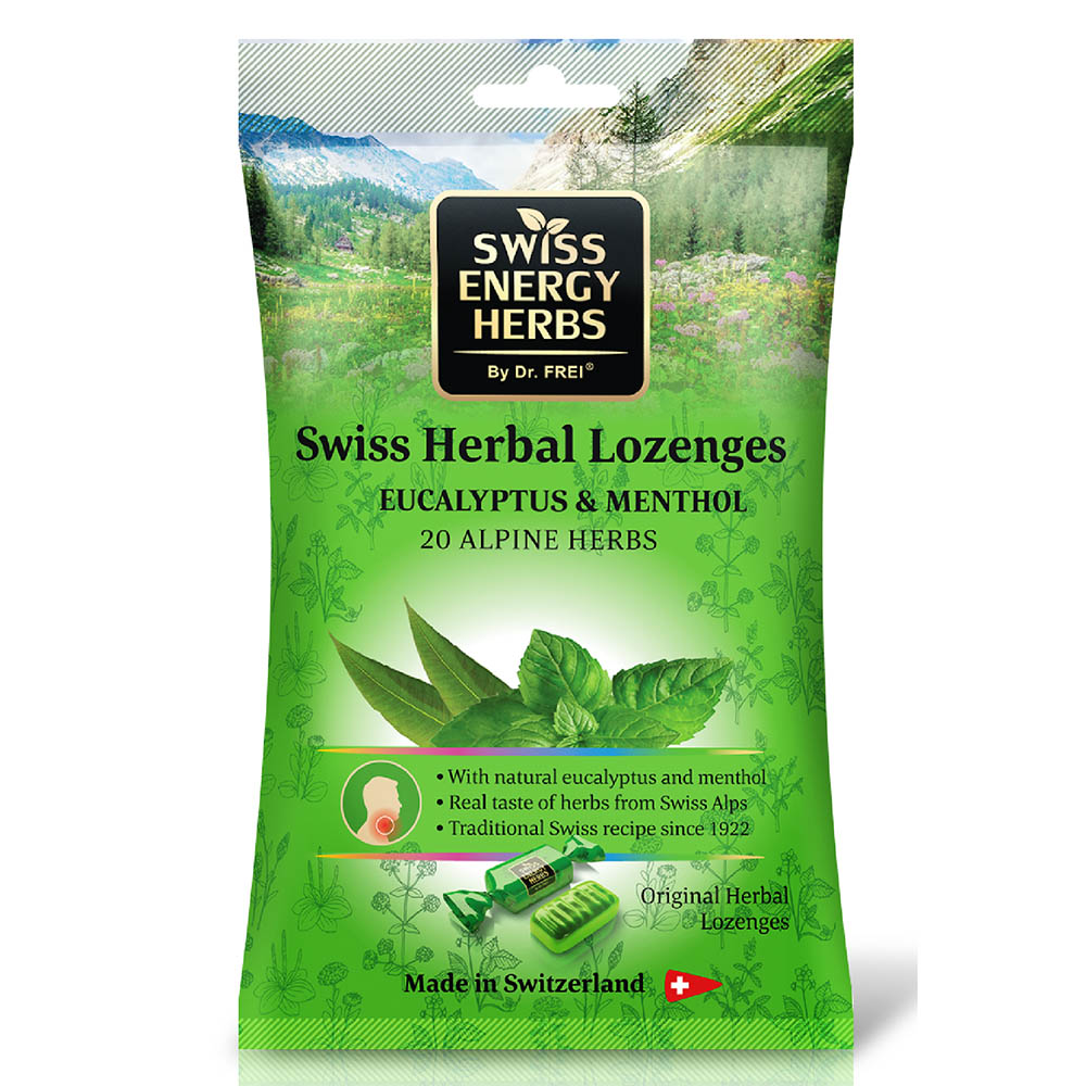 Льодяники Swiss Energy 20 Альпійських трав+Евкаліпт та Ментол 55г №12