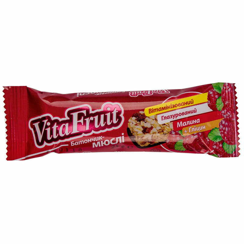 *Батончик-мюсли Vita Fruit Малина+глицин гл.25г *Батончик-мюсли Vita Fruit Малина+глицин гл.25г
