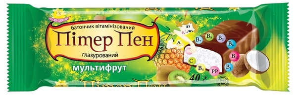 *Батончик Пітер Пен мультифрут у шоколадній глазурі 40г