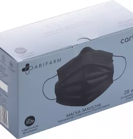 Маска 3х-ш.ABIFARM зах.стер.з вугільним фільтр.Black Carbon №1 (25шт. в кор.)