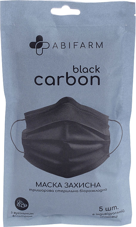 *Маска 3х-ш.ABIFARM зах.стер.з вугільним фільтр.Black Carbon №5