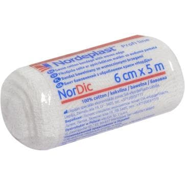 *Бінт NORDEPLAST НорДік бавовняний з обробленим краєм 6см*5м