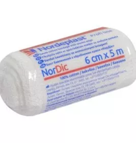 *Бінт NORDEPLAST НорДік бавовняний з обробленим краєм 6см*5м