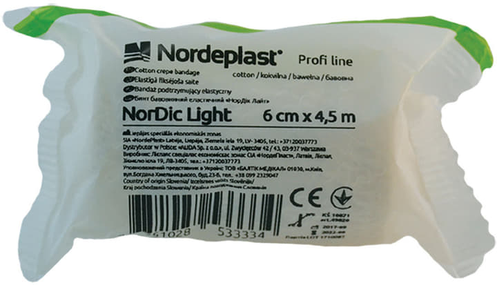 *Бинт Nordeplast еластичний бавовняний Nordic Light 6см*4,5м