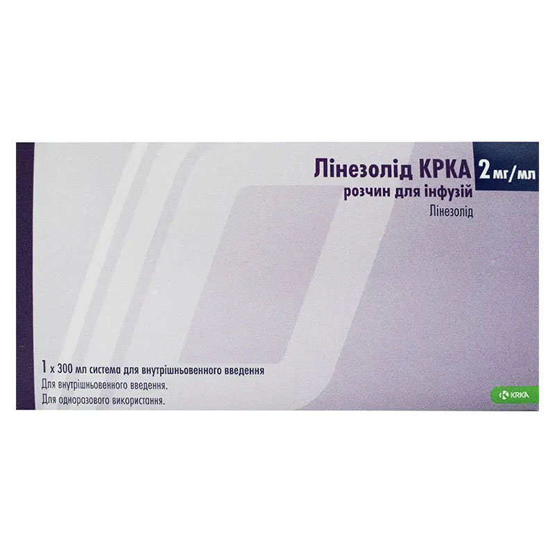 Лінезолід КРКА розчин для інфузій 2 мг/мл по 300 мл у флаконі 1 шт.