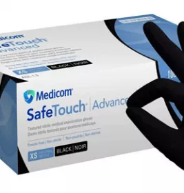 Перчатки Safe-Touch Advanced см.нитр.текст.н/ст.б/п.р.S черные (50 пар)