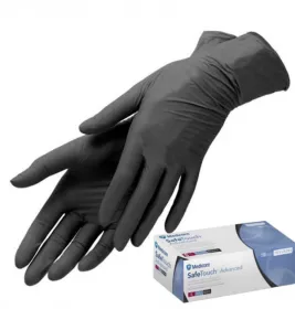 Рукавички Safe-Touch Advanced оглядові нітрил текстурні нестерильні без пудри р.M чорні
